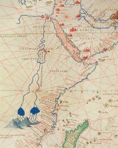 Part of Africa, from an Atlas of the World in 33 Maps, Venice, 1st September 1553 (detail) by Battista Agnese